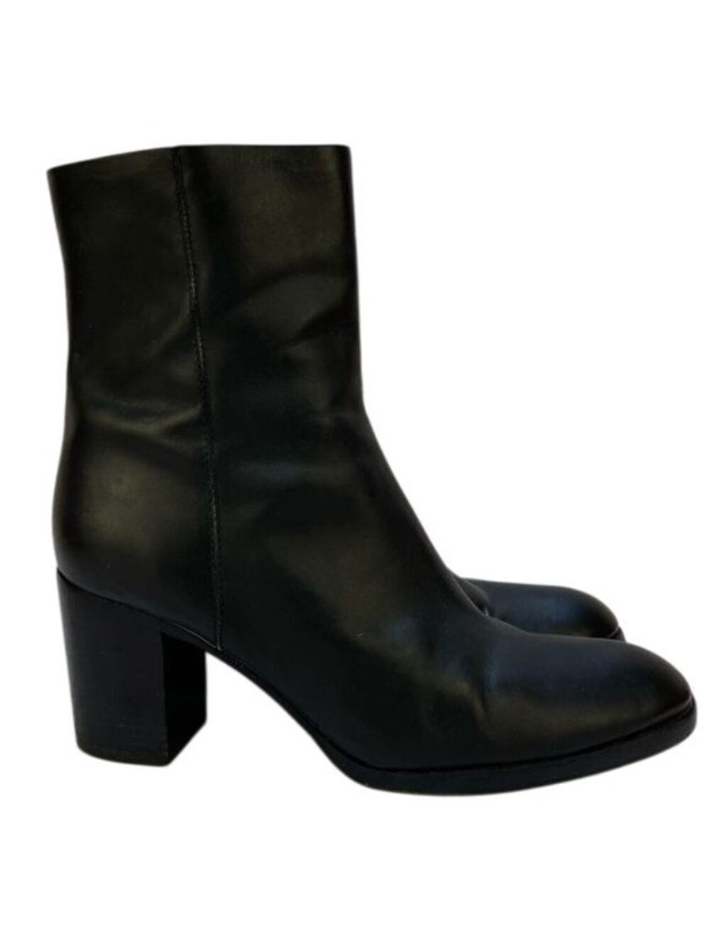 Alexander Wang Black Leather Block Heel Ankle Bootie Sz 39